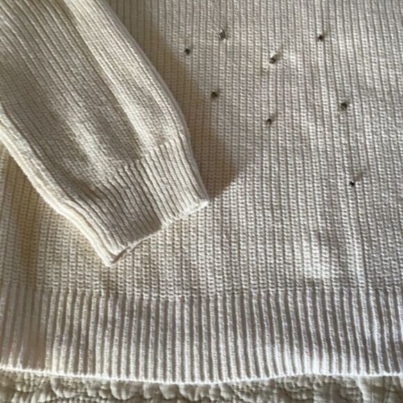 inc INTERNATIONAL CONCEPT COTTON WHITE EMBROIDERED RHINESTONE WOMAN SWE… - Picture 9 of 9